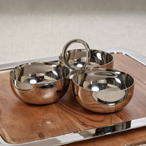 Polished Nickel Cocktail Condiment Bowl Set